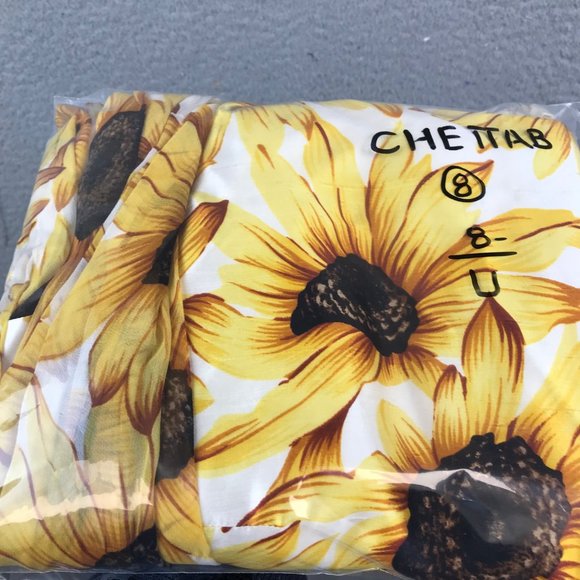 New Vintage CHETTA B 100% Silk Sunflower Print Maxi Dress Size 8 - Picture 14 of 14